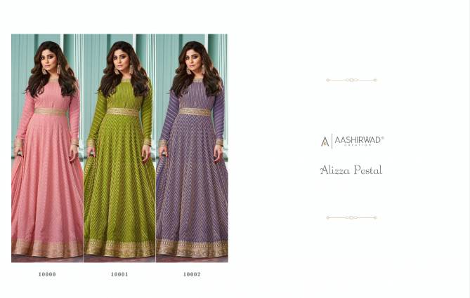 Alizza Pestal By Aashirwad Georgette Readymade Gown With Dupatta Wholesale Price In Surat

